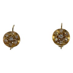 Antique Rose Cut Diamond Dangle Drop Earrings 14 Karat Gold