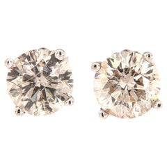 14K White Gold 3.17 Carat Diamond Studs