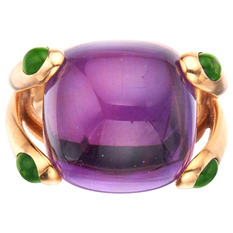Verdura Amethyst Peridot and Gold Ring For Sale