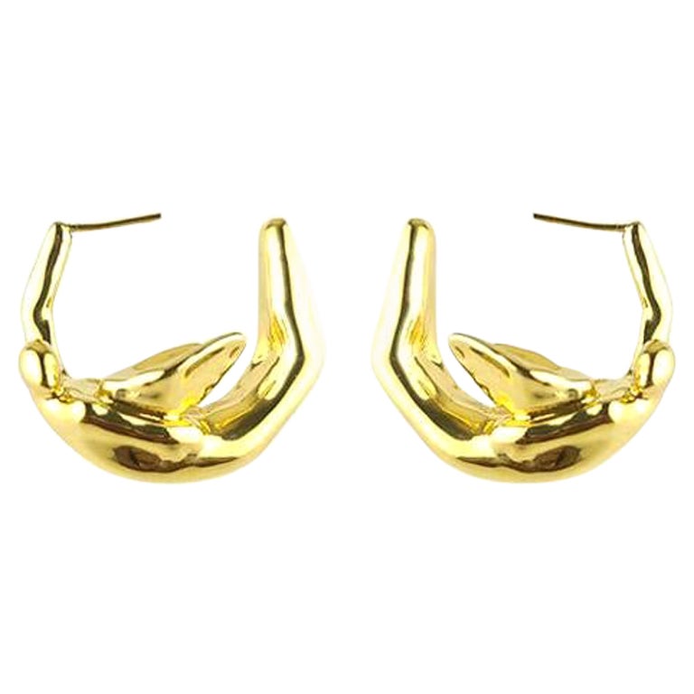 14k Solid Gold Angel Hoops by Pieces by Nicholas Moore For Sale