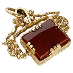 Art Deco Carnelian and Onyx Swivel Fob