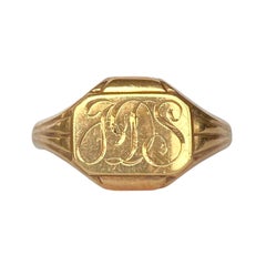 Anillo de sello vintage de oro de 9 quilates