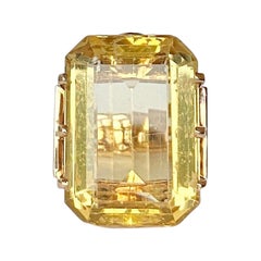 Vintage Citrine and 9 Carat Gold Cocktail Ring