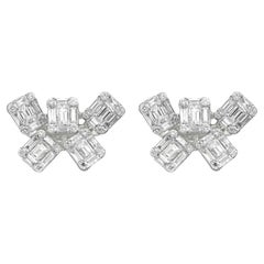 Amwaj Boucles d'oreilles en or blanc 18 carats avec diamants