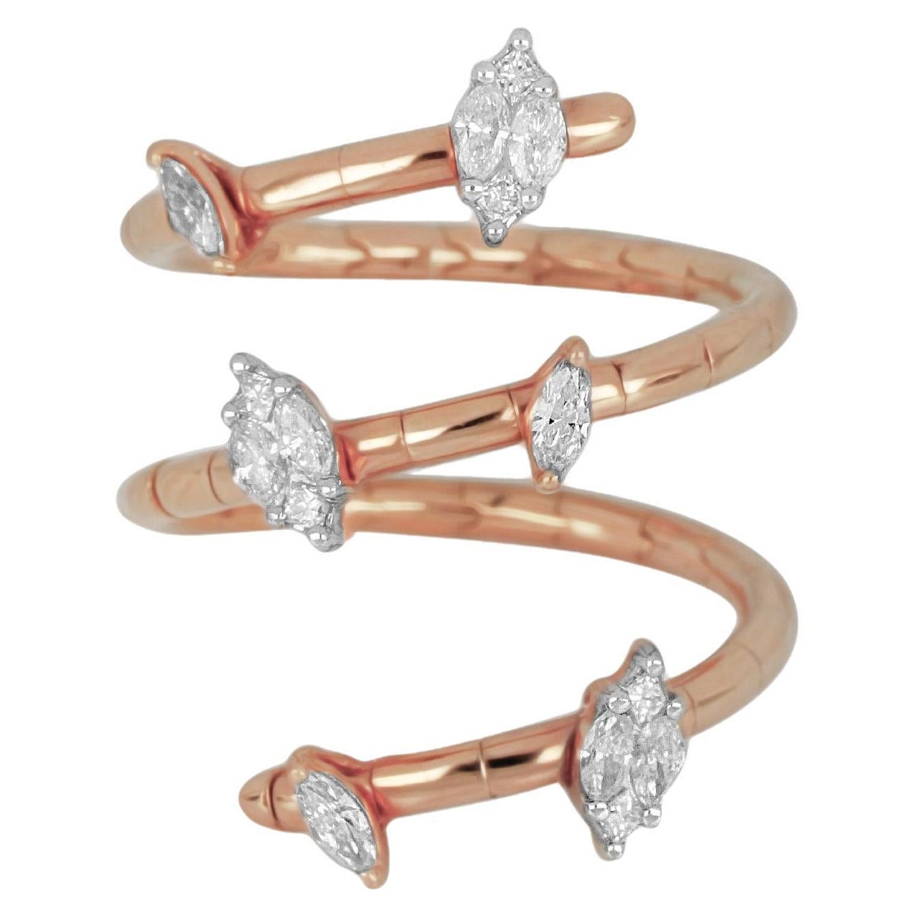 Amwaj Bague en or rose 18 carats avec diamants multi-couches en vente