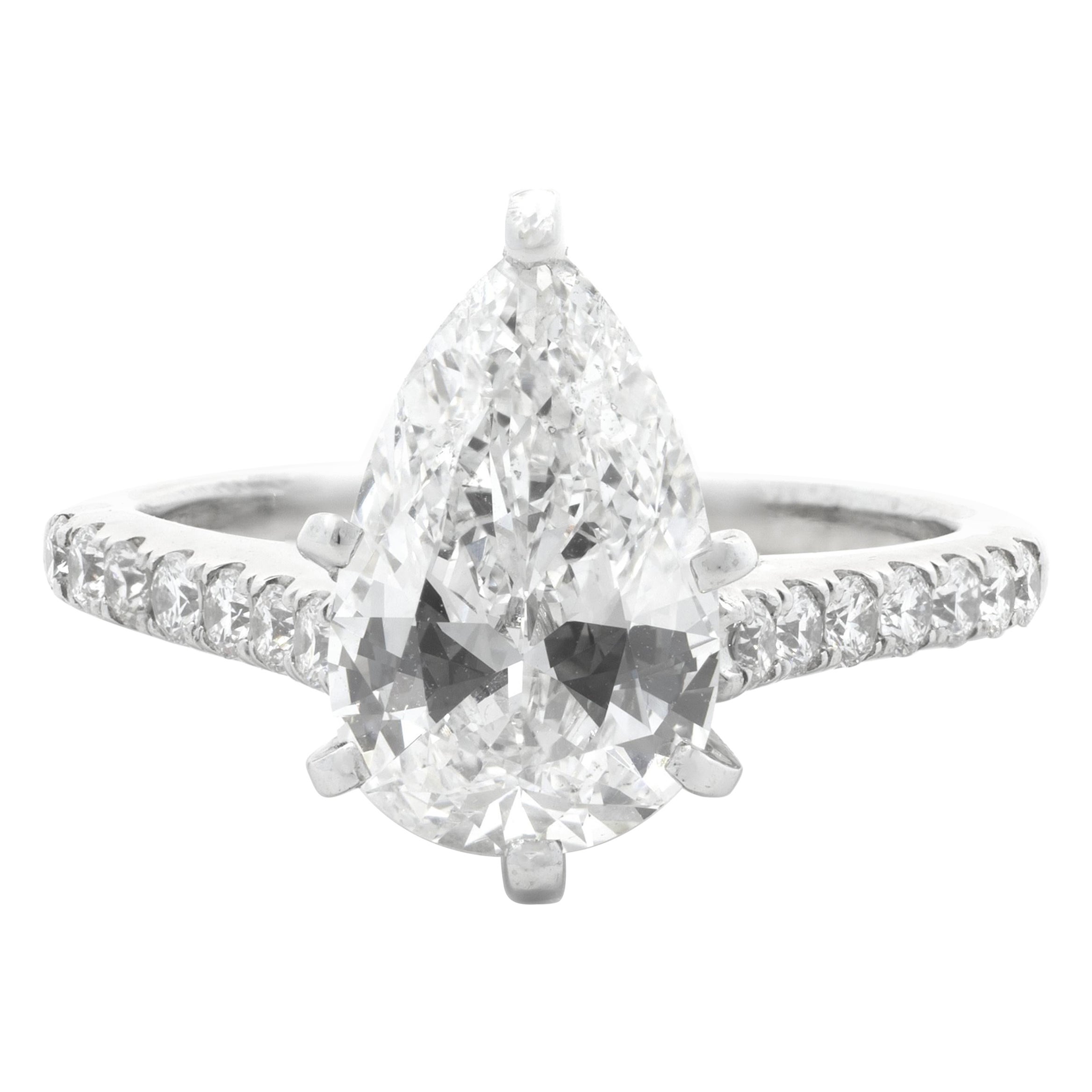 14 Karat White Gold Pear Cut Diamond Engagement Ring