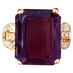 Art déco 11,70 Karat Amethyst & Diamant, brasilianische reiche Farbe