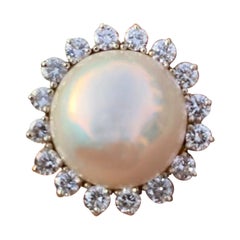 Mobee Pearl & Diamond Ring 1.45 Carat VS-F Quality