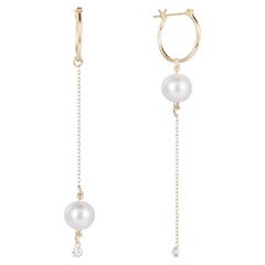 Earrings 18k Diamond and Akoya Pearl Drop Earrings