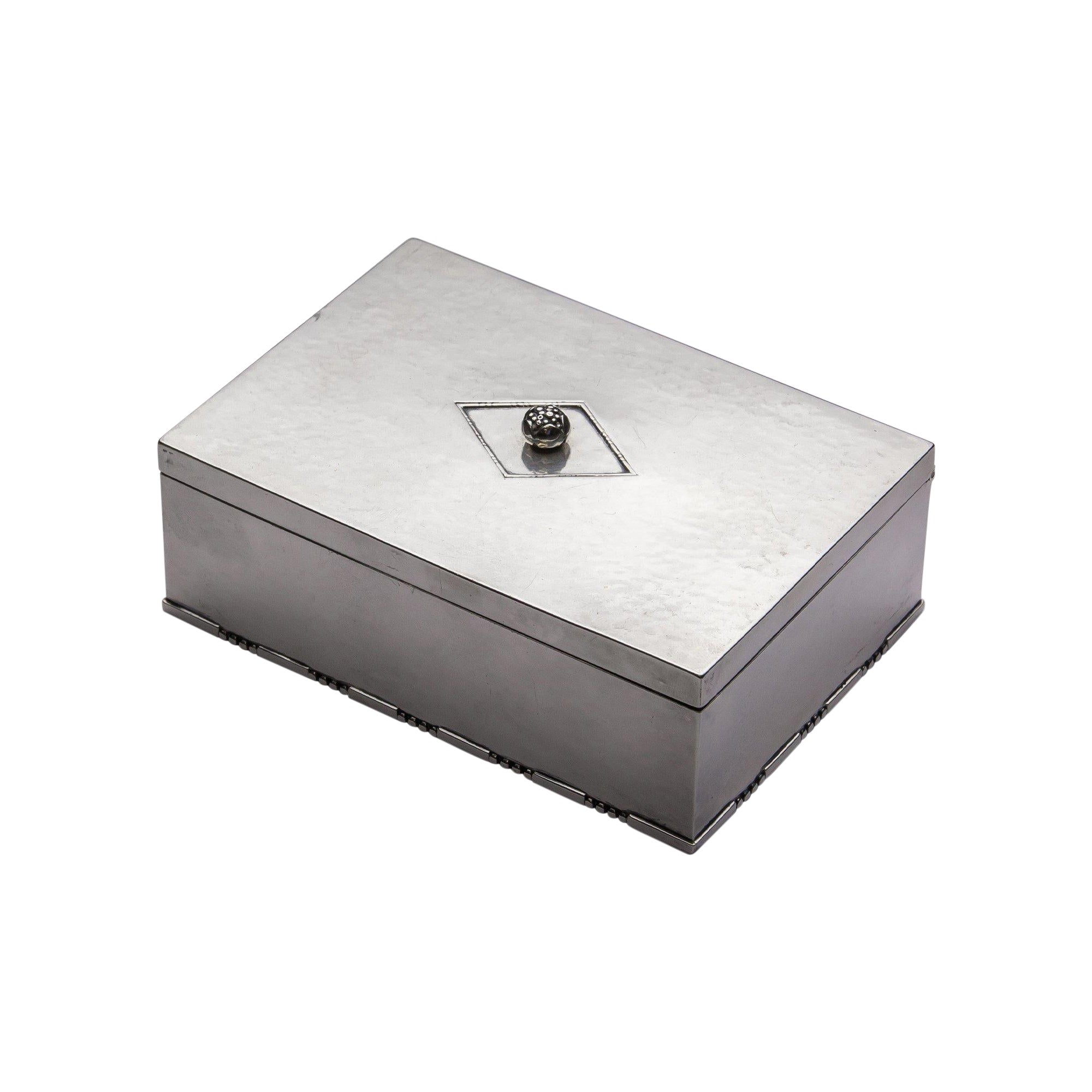 Art Deco Georg Jensen Silver Cigarette Box Designed by Johan Rohde