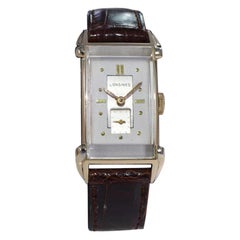 Longines Montre Art Déco rare remplie d'or avec cristal unique, années 1940