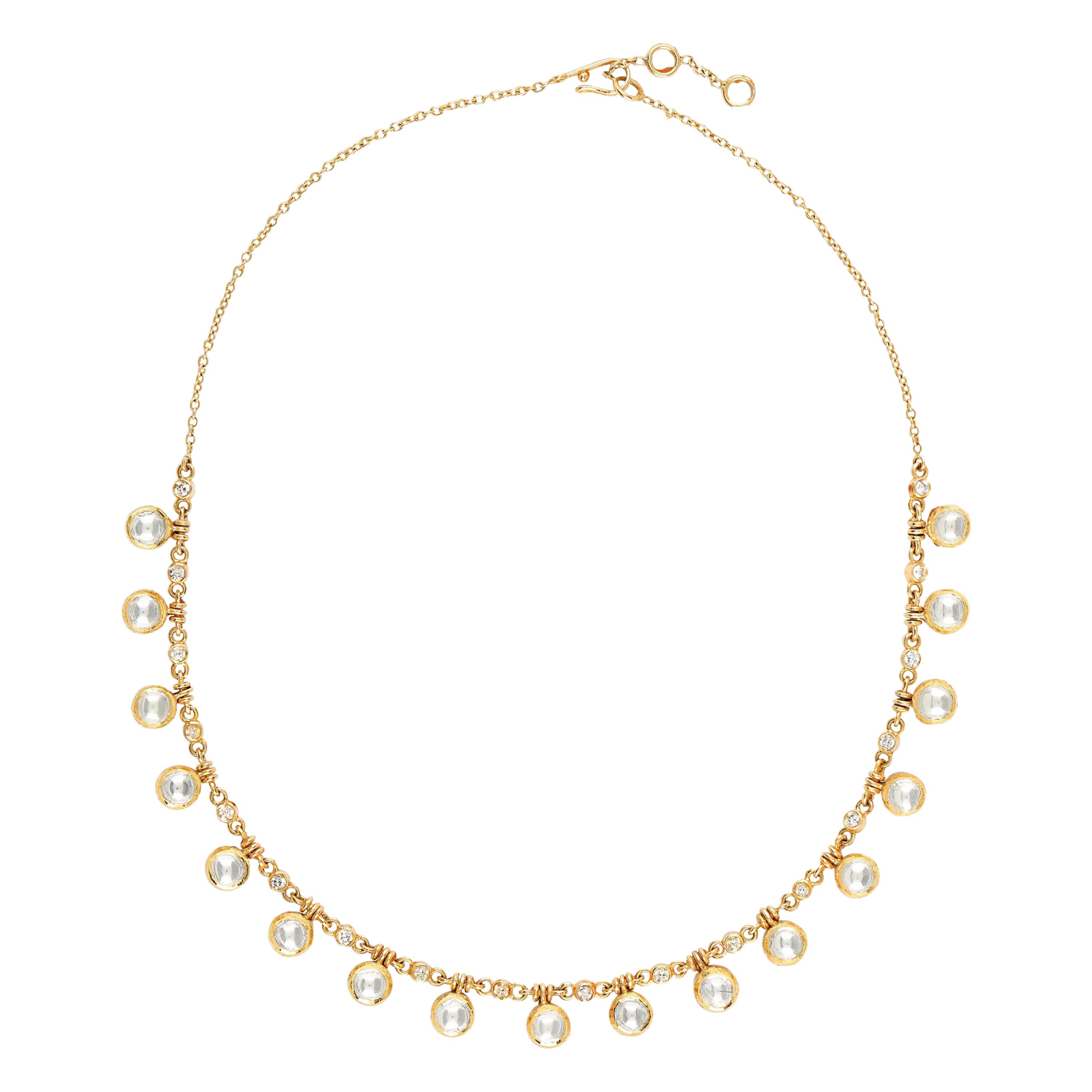 18 Karat Yellow Gold Necklace with Uncut Diamonds