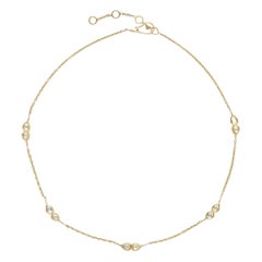 18 Karat Yellow Gold Paisley Chain Necklace with Uncut Diamonds