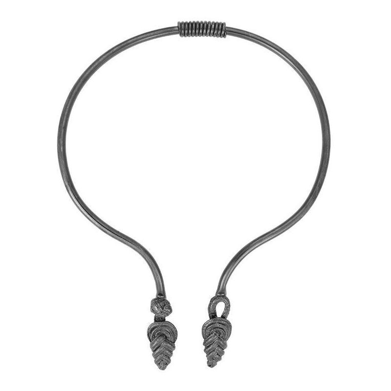 Chinese Knot Snake Necklace in Gun Metal For Sale