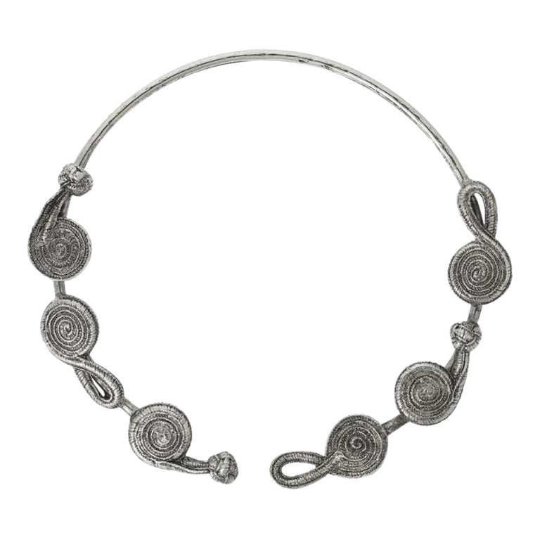 Chinese Multi Knot Necklace in Gun Metal For Sale