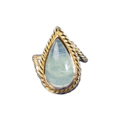 18 Karat Gold Ring with an 14,08 Carat Aquamarine Cabochon by Marion Jeantet