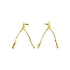 Real Chicken Wishbone Gold Earrings