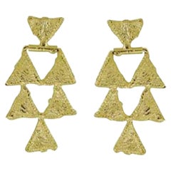 Gold Tri Chandelier Drop Earrings