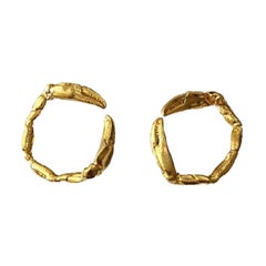 Gold Real Crab Legs Hoop Earrings