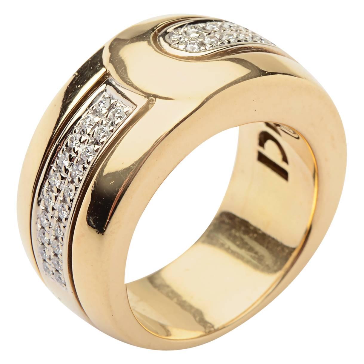 Di Modolo Heavy Diamond Gold Band Ring For Sale
