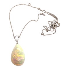 Opal and Diamond Pear Shaped Pendant