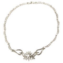 Platinum Diamond Starburst Cluster Necklace