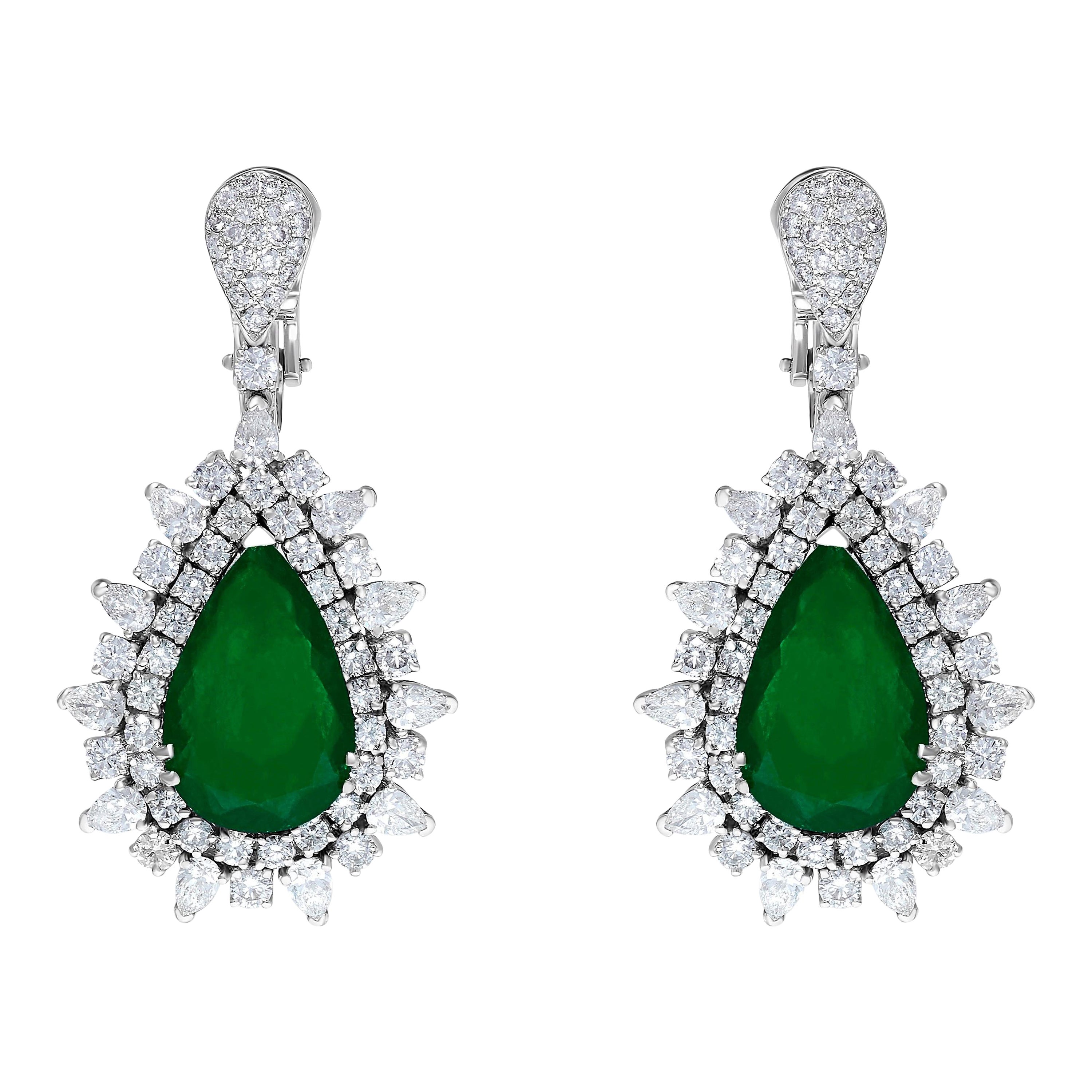 Emilio Jewelry Boucles d'oreilles en émeraudes colombiennes Muzo vert vif certifiées 17,00 carats