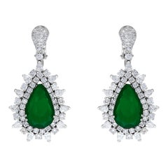 Emilio Jewelry Certified 17.00 Carat Colombian Muzo Vivid Green Emerald Earrings