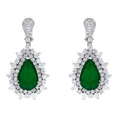 Emilio Jewelry Certified 17.00 Carat Colombian Muzo Vivid Green Emerald Earrings