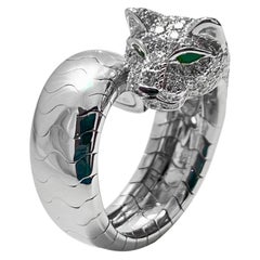 Cartier La Calda Panthère Panther Diamond Emerald Onyx Cocktail Ring White Gold