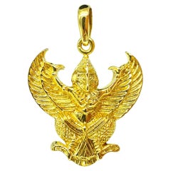 Vintage Egyptian Horus Eagle Pendant Heavy Solid Gold 18 Karat