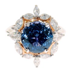 Tana, Tanzanite & Diamond Cluster White and Rose Gold Dress Ring