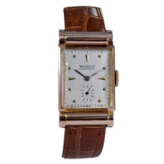 Benrus Solid Rose Gold Art Deco Tank Style Watch from 1940's
