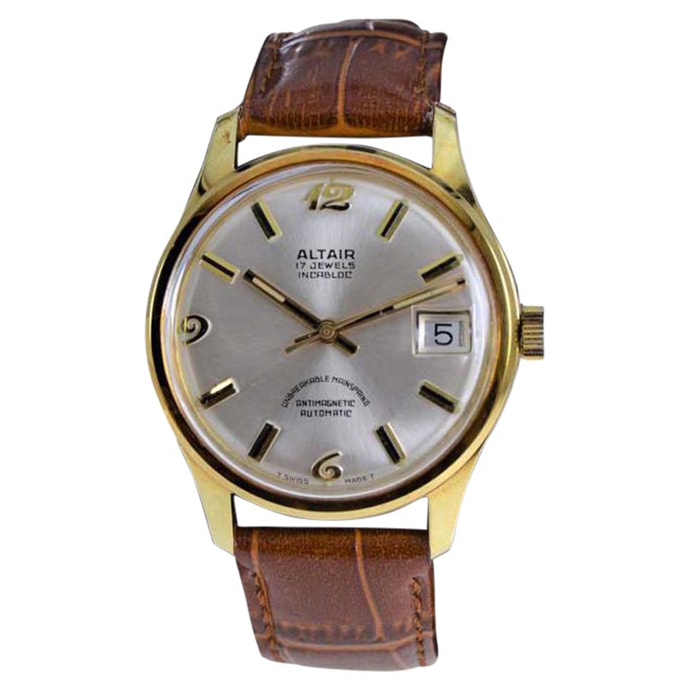 Altair New Old Stock Gold Filled Automatic Wristwatch from 1960's For Sale