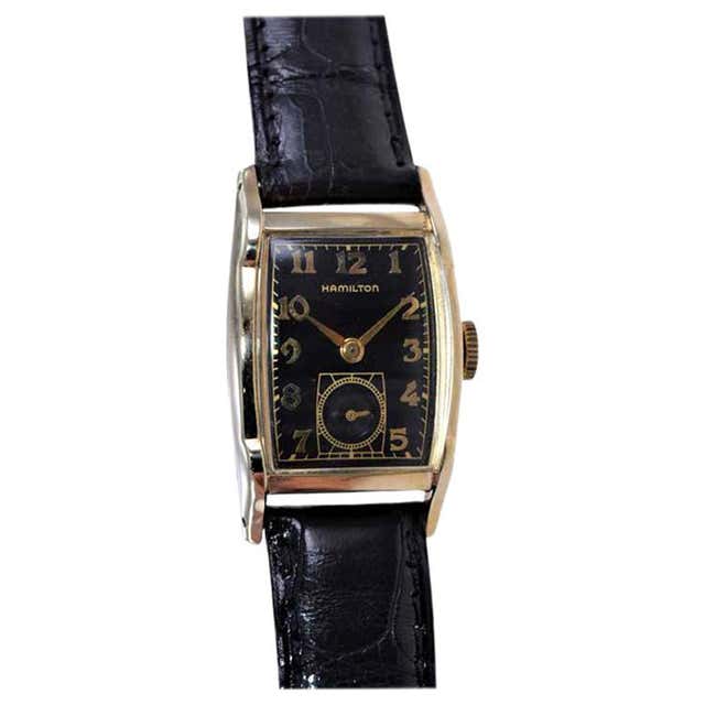 Hamilton White Gold Rectangular Wristwatch with Diamond Dial circa ...