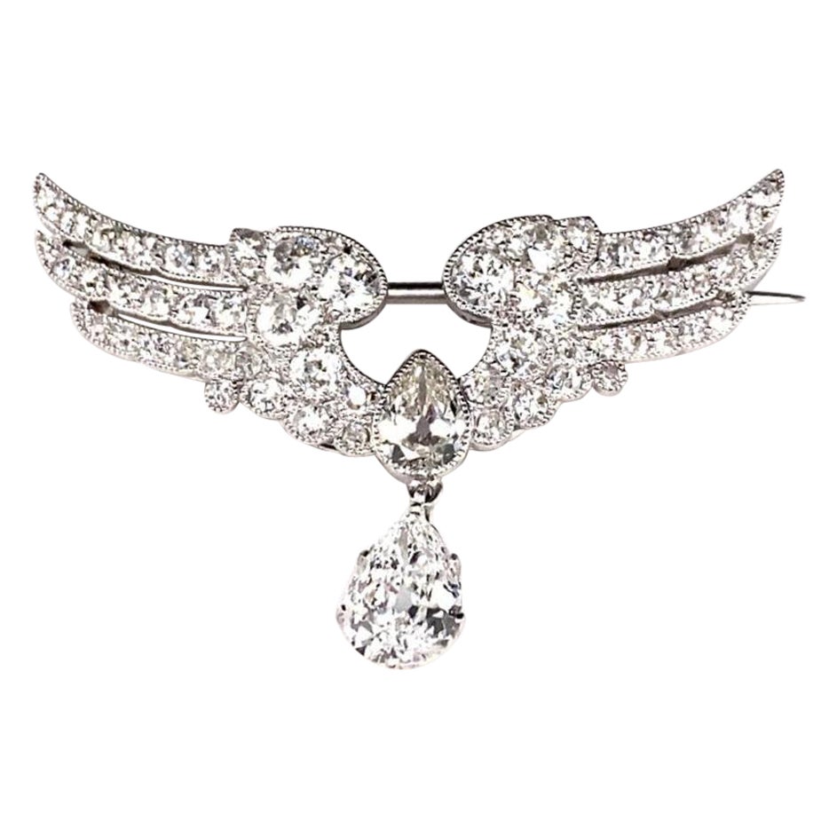 Diamond and Platinum Brooch by Cartier, Circa 1900 For Sale