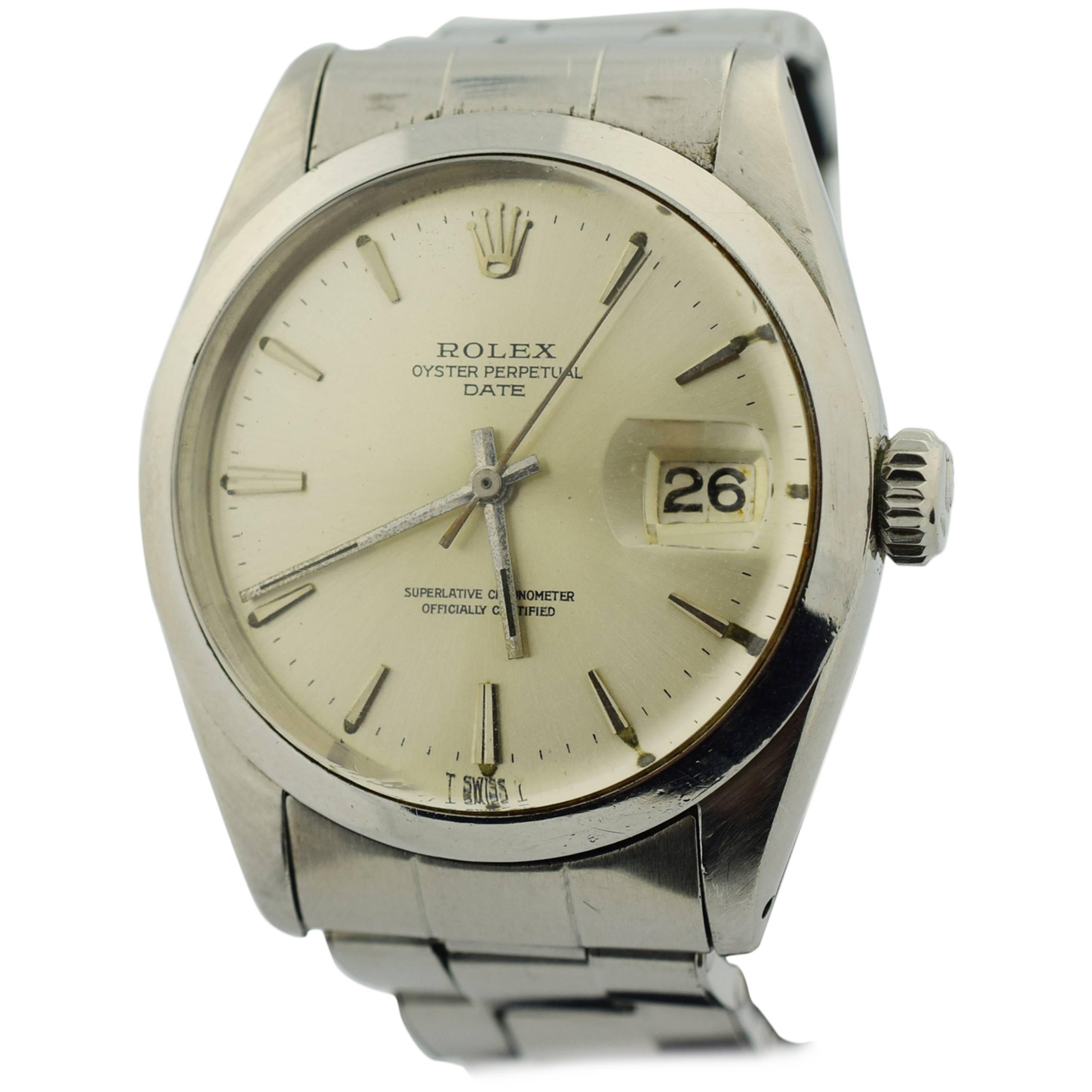 Rolex Stainless Steel Oyster Perpetual Date Automatic Wristwatch Ref 1500