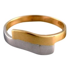 Danish Jeweler, Vintage Ring in 14 Carat Red and White Gold, Mid-20th Century
