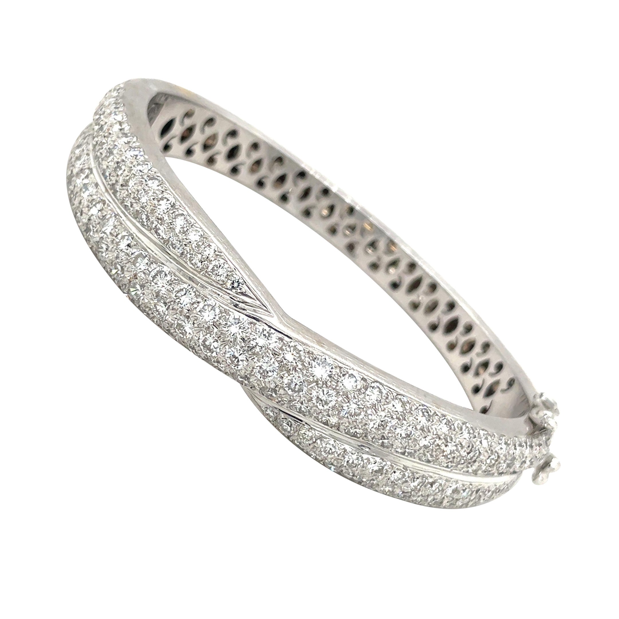 Baguette Diamond Crossover Bangle For Sale at 1stDibs