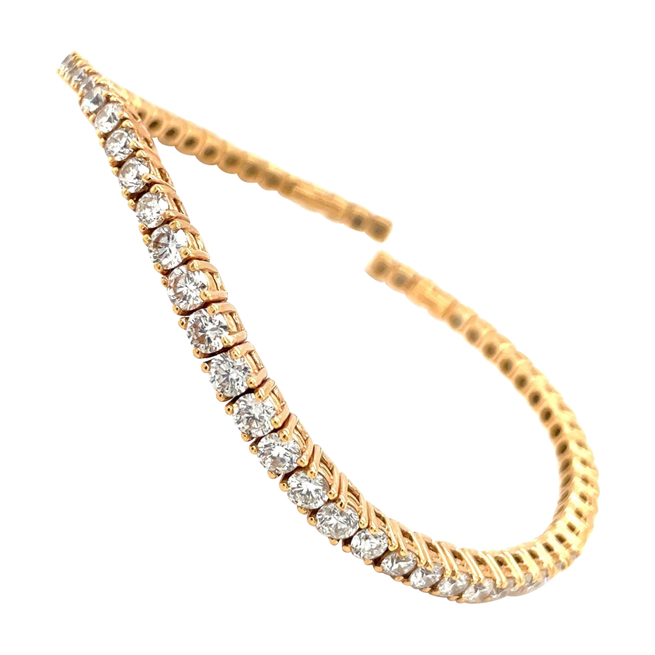 G. Verdi for Cellini NYC 18KT RG 2.38CT Diamond Curved Spring Wire Bracelet For Sale