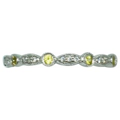 Art Deco 0.80 Carat Yellow Sapphires & Diamond Eternity Stackable Ring 