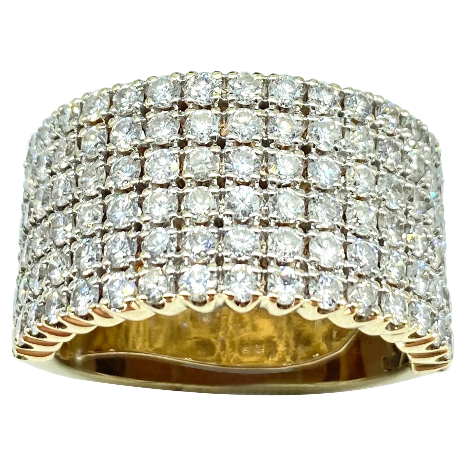 Men’s 4.50 Total Carat Diamonds Six Row Ring