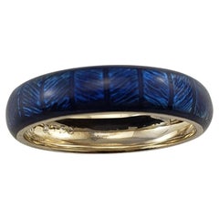 Vintage Hidalgo 18 Karat White Gold Blue Enamel Band Ring