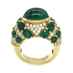 Andreoli Emerald Diamond and Gold Bombe Ring