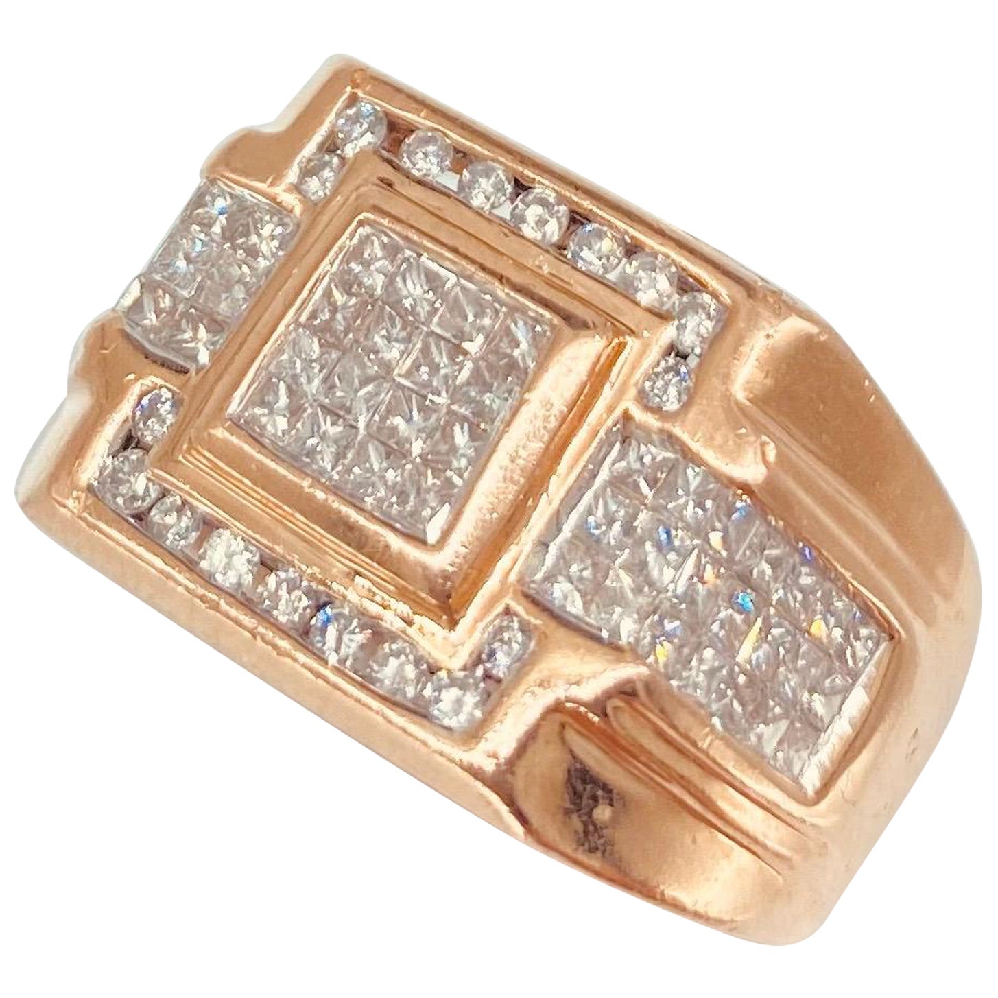 Men’s 3.00 Carat Diamonds 14k Rose Gold Ring