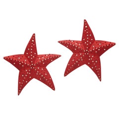 Treasured Starfish Earrings Red Recycled Aluminium 18kt Gold and Natural Diamond