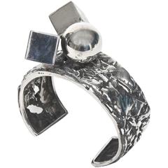 Modernist Brutalist Design Sterling Silver Cuff Bracelet By Rachel Gera 10