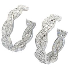 Twist Diamond Gold Hoop Earrings