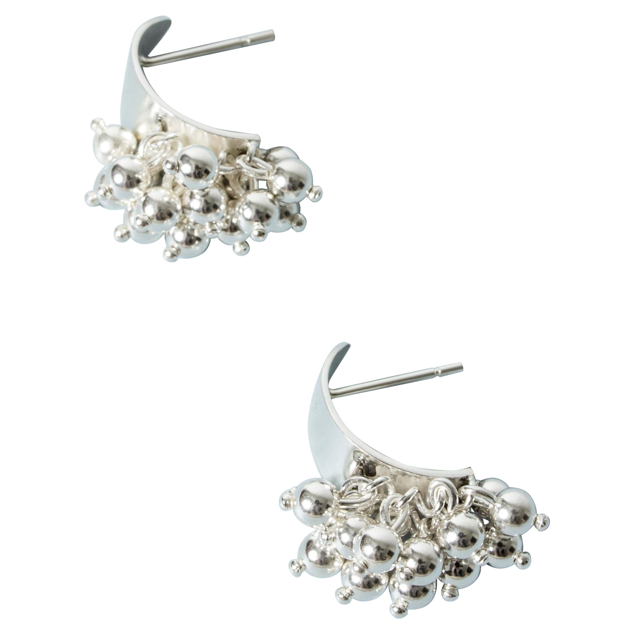 Pair of Silver Earrings by Heikki Kaksonen, Finland, 1966 For Sale
