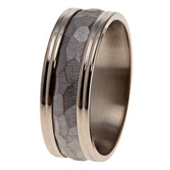 Furrer Jacot 18 Karat White Gold and Tantalum Textured Men's Wedding Band